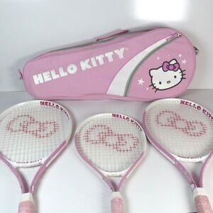Rare 2013 Vtg Hello Kitty Sanrio Tennis Racquet Set Carrying Bag Adults Kid